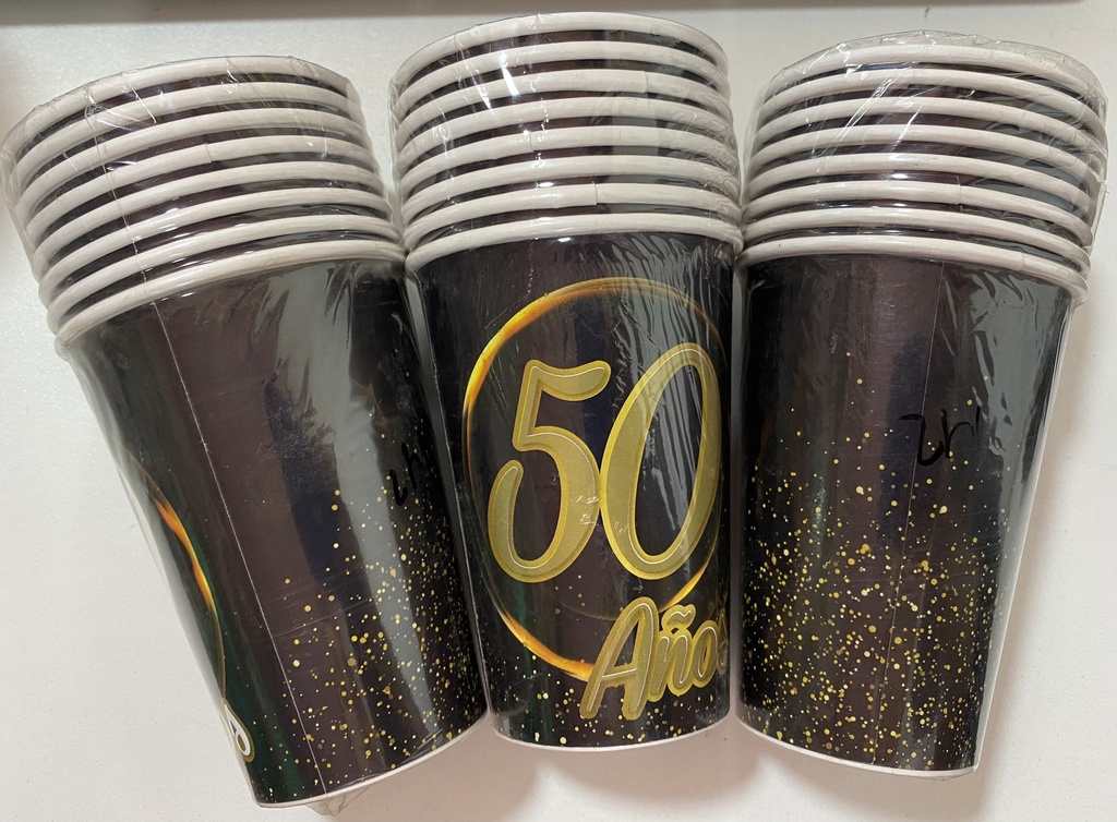 VASO PAPEL 50 AÑOS X 8