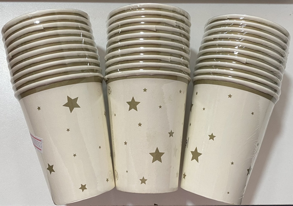 VASO PAPEL ESTRELLAS DORADAS X 10