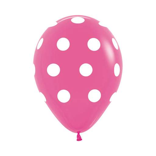 [GLOBOS] R-12 INF POLKA BLANCO F FUCSIA