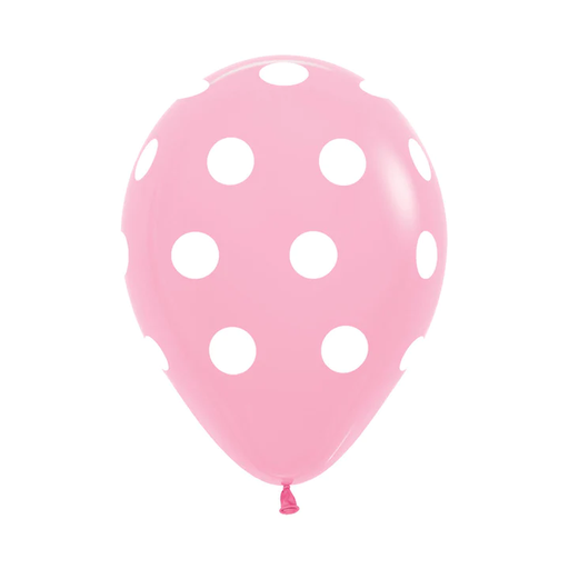 [GLOBOS] R-12 INF POLKA BLANCO F ROSADO